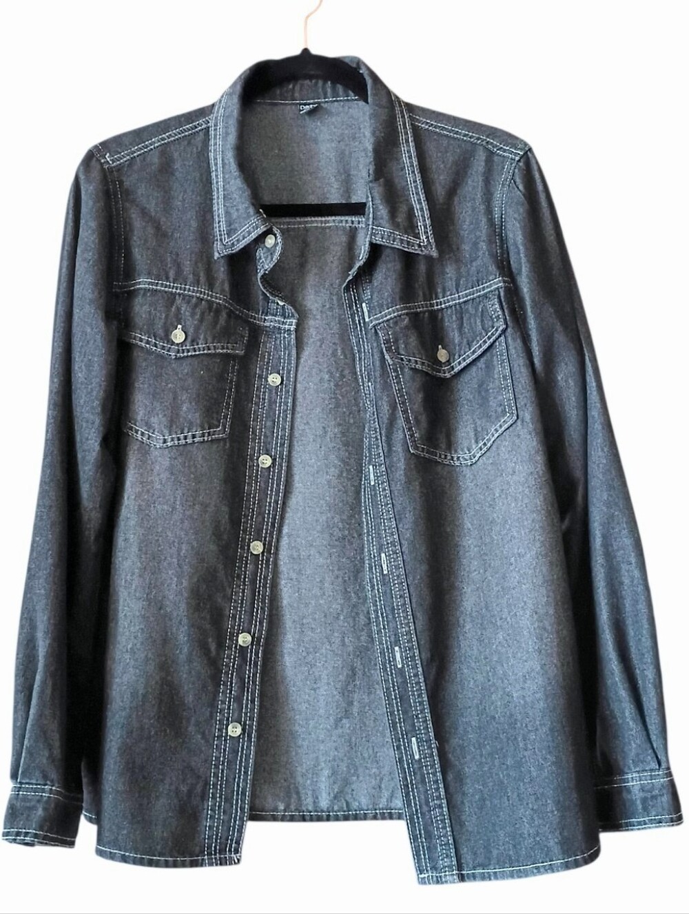 DAZY Women's Shirt Top Gray Button Down SMALL